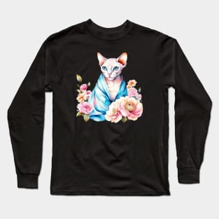 Sphynx cats flowers Long Sleeve T-Shirt